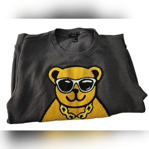 Cool Grey Teddy Bear Sweatshirt by Forever 21